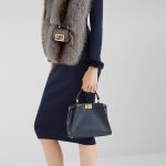 FENDI Peekaboo Mini Dark blue leather bag - Image 5